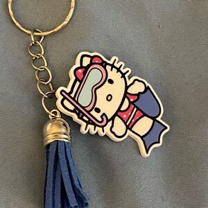 Hello Kitty Swimmer Keychain with Pink and Blue Accents